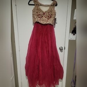 Elegant Cranberry and Gold Two Piece Gown Size 2